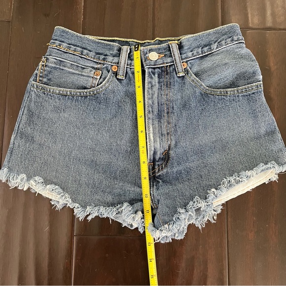 Levi’s Custom Short Denim Blue Frayed Shorts Size 26 - Picture 5 of 6